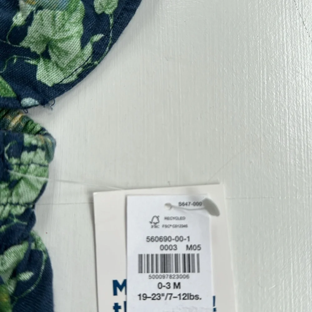Old Navy Baby Navy Floral Linen Blend Ruffle Dress | NWT | 0–3M